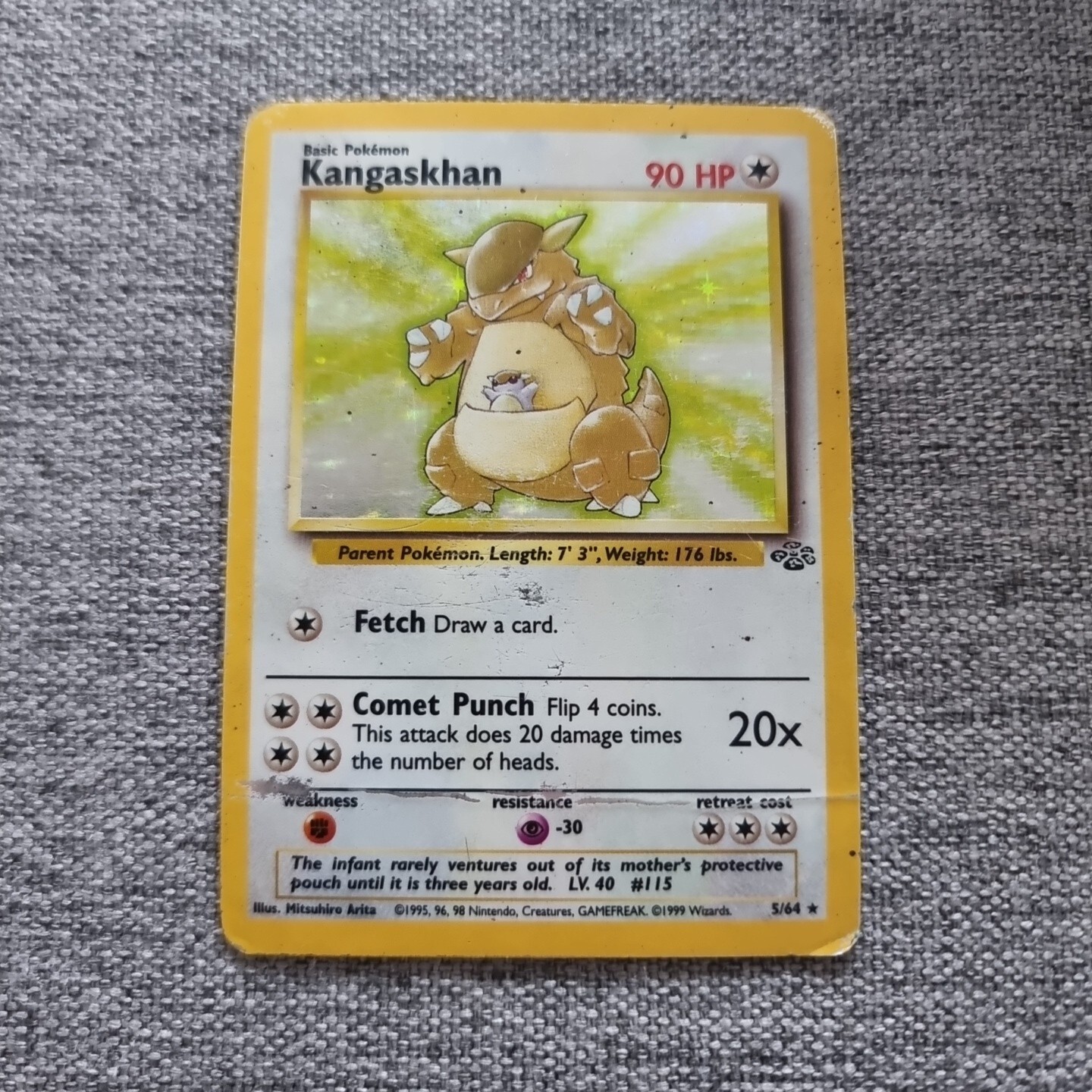 Kangaskhan HOLO 5/64 Jungle Set Original Rare Pokémon Card WOTC Unlimited TCG HP