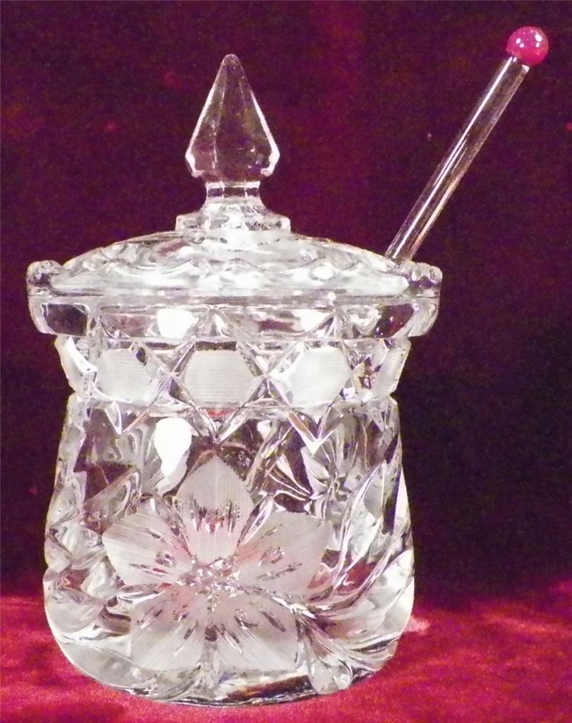 McKee Clematis Sugar Bowl #410 innovation Cut Pressed Clear Glass 1910s Antique McKee Clematis Sugar Bowl #410 innovation Cut Pressed Clear Glass 1910s Antique