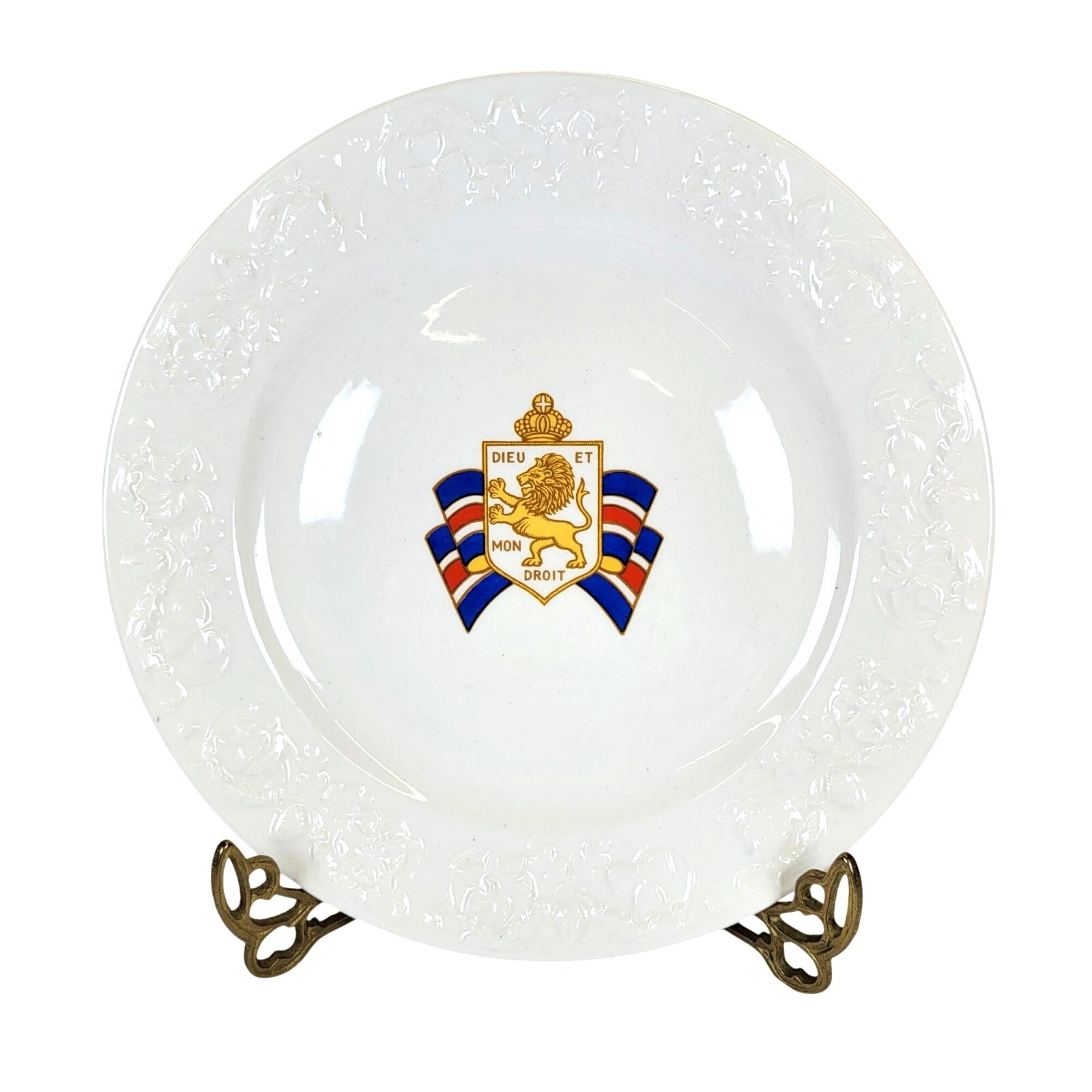 Vtg Bundles For Britain WWII Steubenville Plate Coat Of Arms Embossed Rim 9\