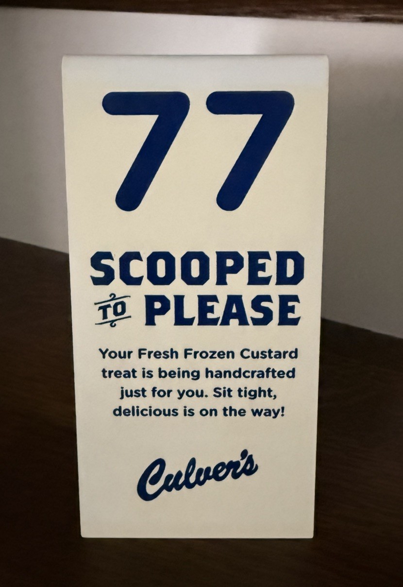 Culvers Restaurant Fans—#77 Scooped to Please Table Tent Card for Collection Culvers Restaurant Fans—#77 Scooped to Please Table Tent Card for Collection