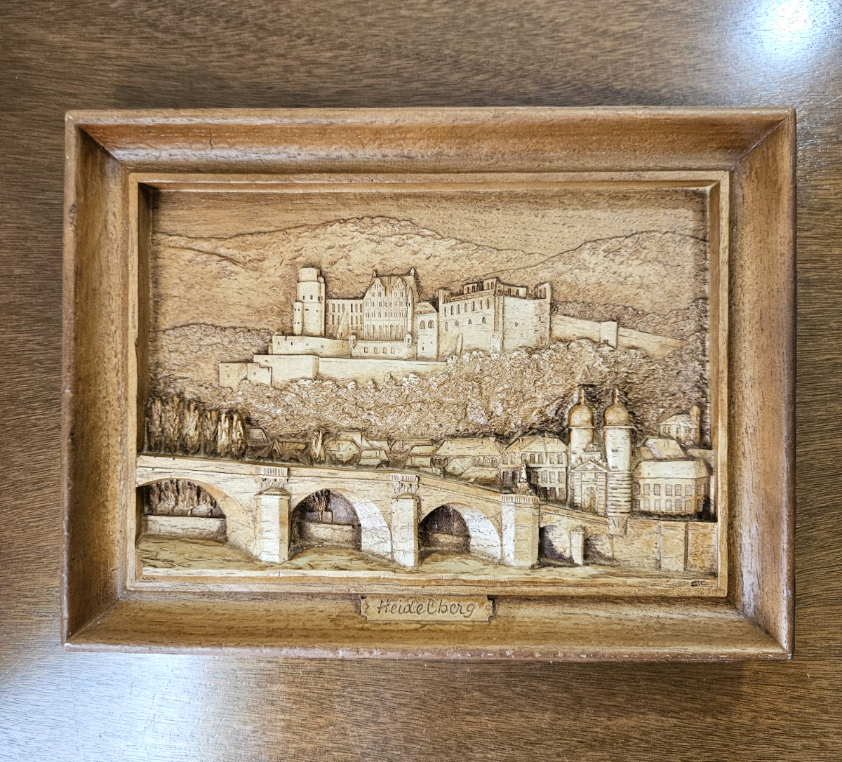 Heidelberg Germany Vintage Plaque 3D Castle Scene Hand Carved Signed & Numbered Heidelberg Germany Vintage Plaque 3D Castle Scene Hand Carved Signed & Numbered