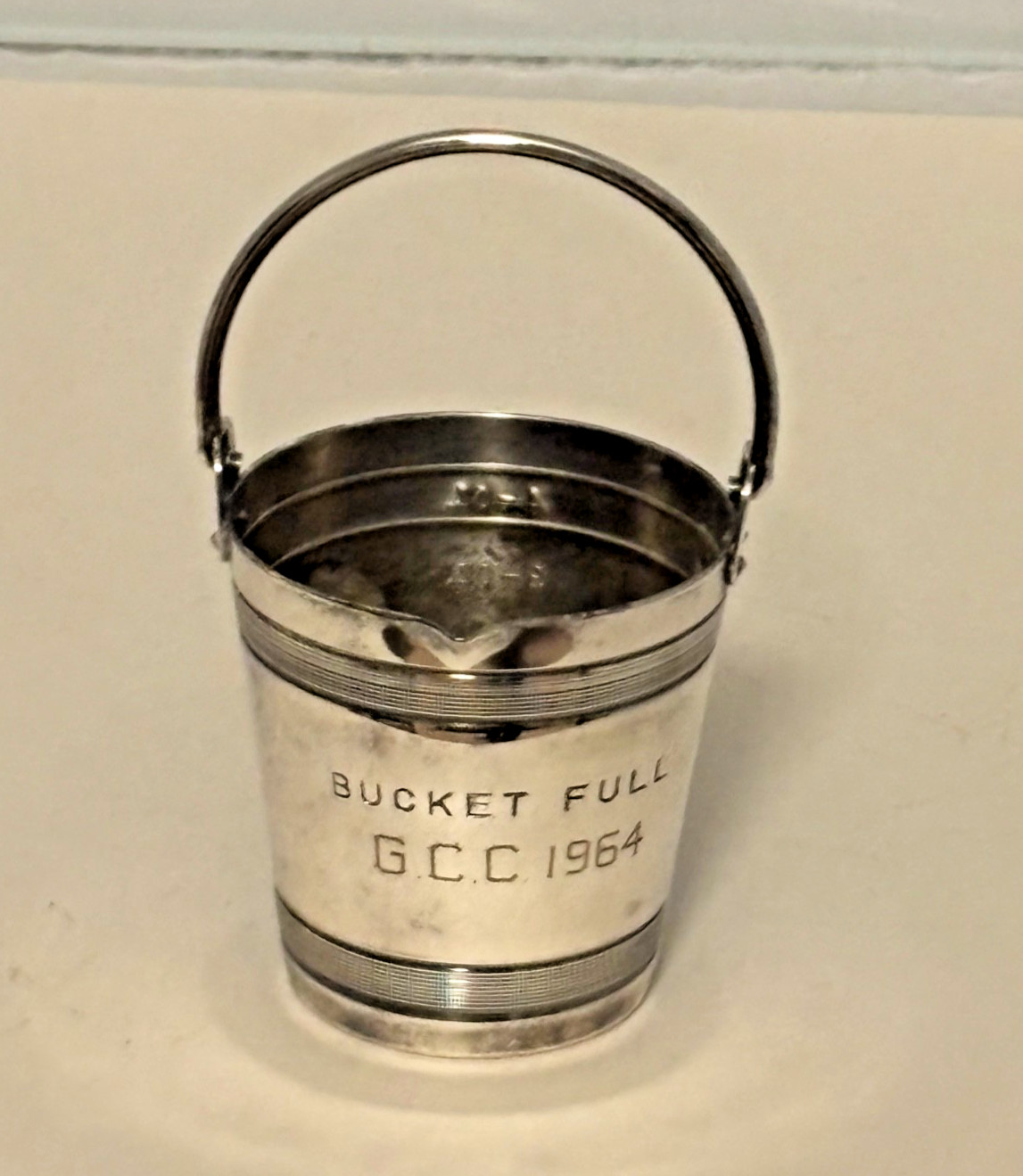 VINTAGE NAPIER ART DECO STYLE SILVER PLATE “BUCKET FULL” 4 OZ COCKTAIL JIGGER