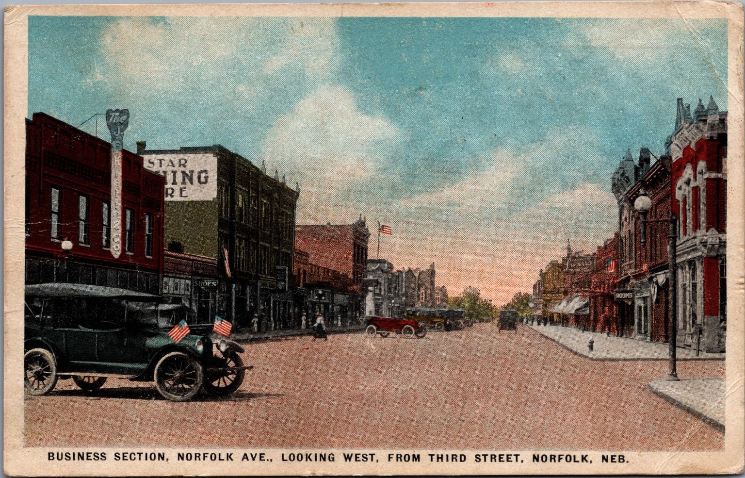 1924 Norfolk NE Business Section Ave Street Scene Vintage Postcard 1924 Norfolk NE Business Section Ave Street Scene Vintage Postcard