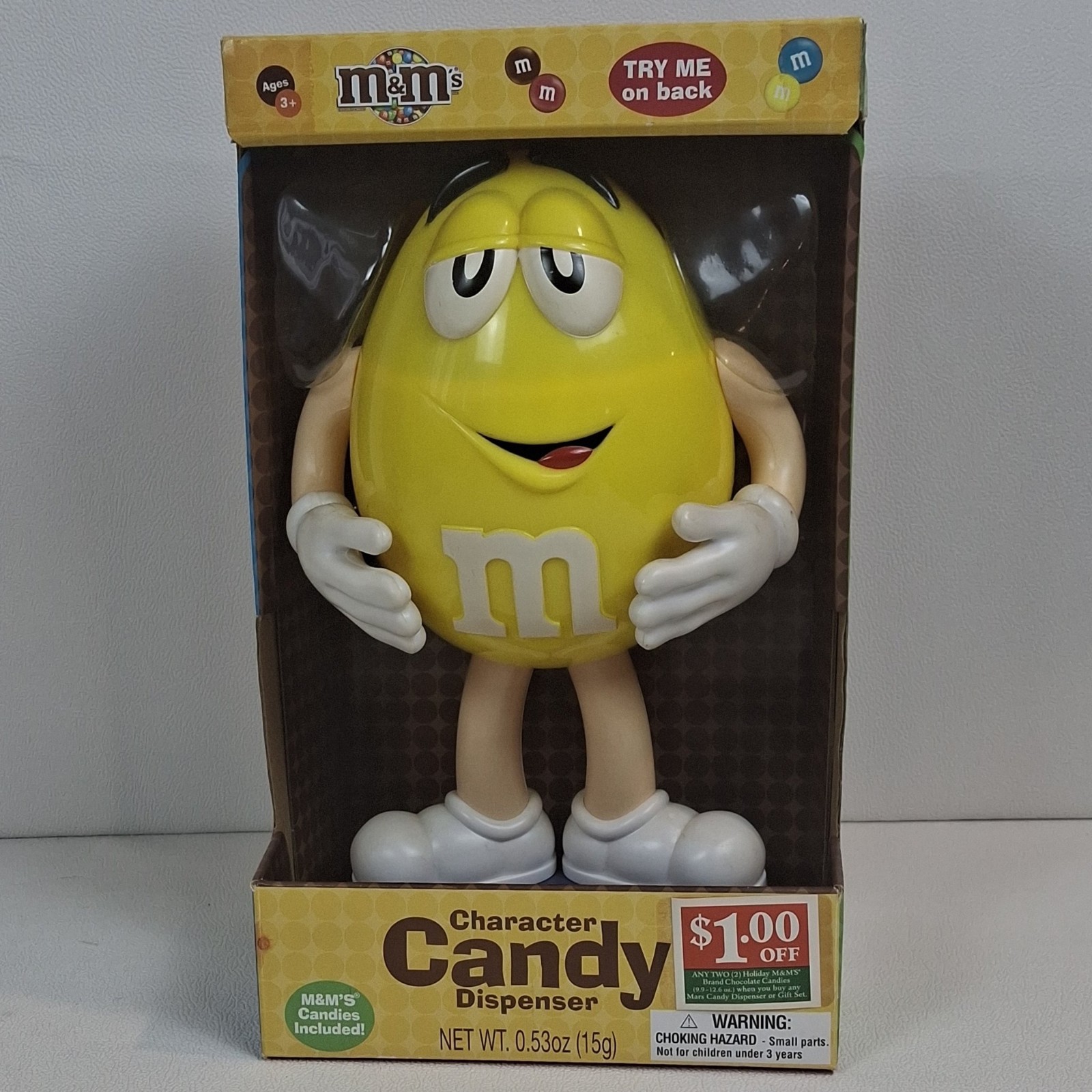 M&M\'s Yellow Character Candy Dispenser 93081 10.5\