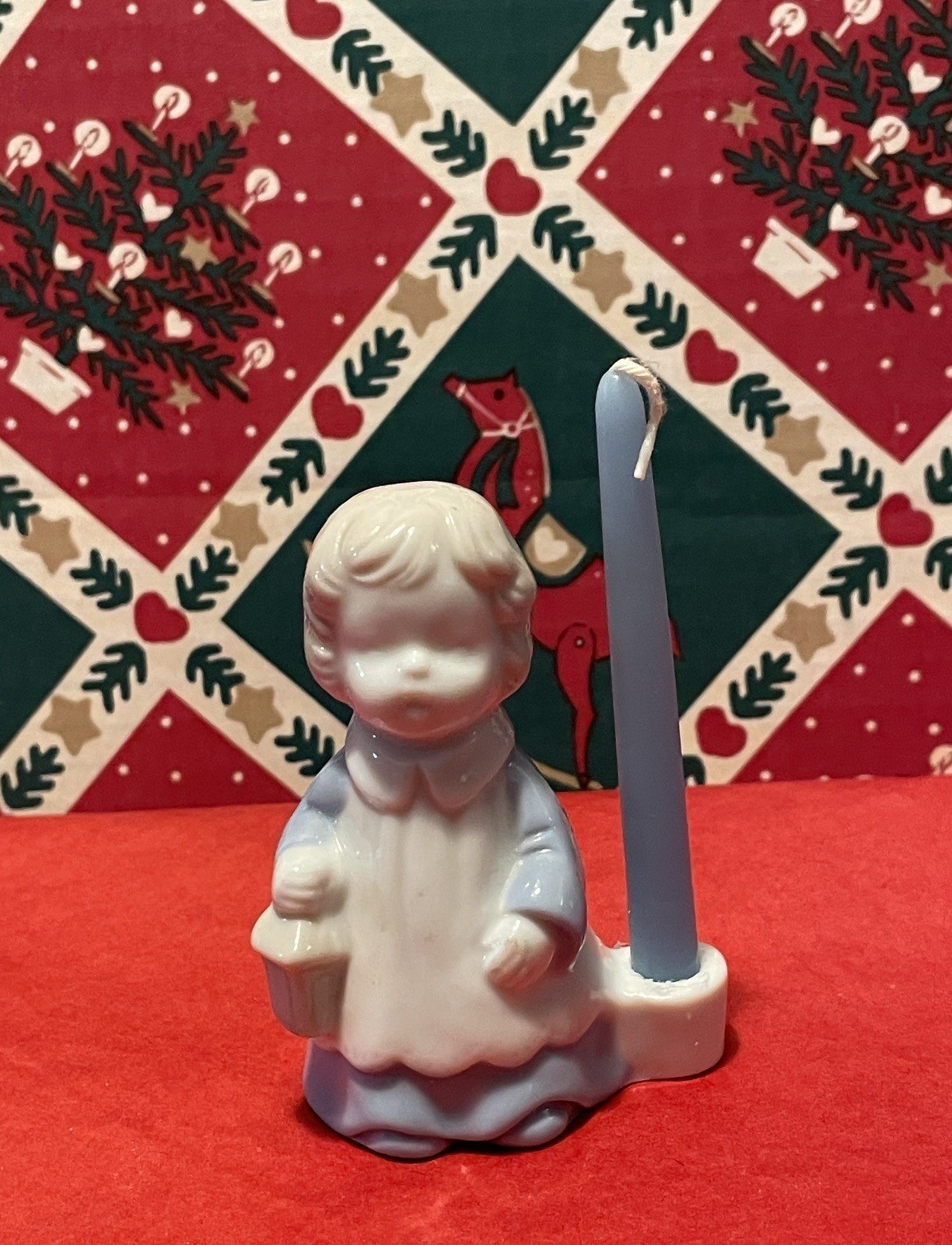 VINTAGE BIEDERMANN PORCELAIN CHRISTMAS GIRL WITH LANTERN CANDLE HOLDER