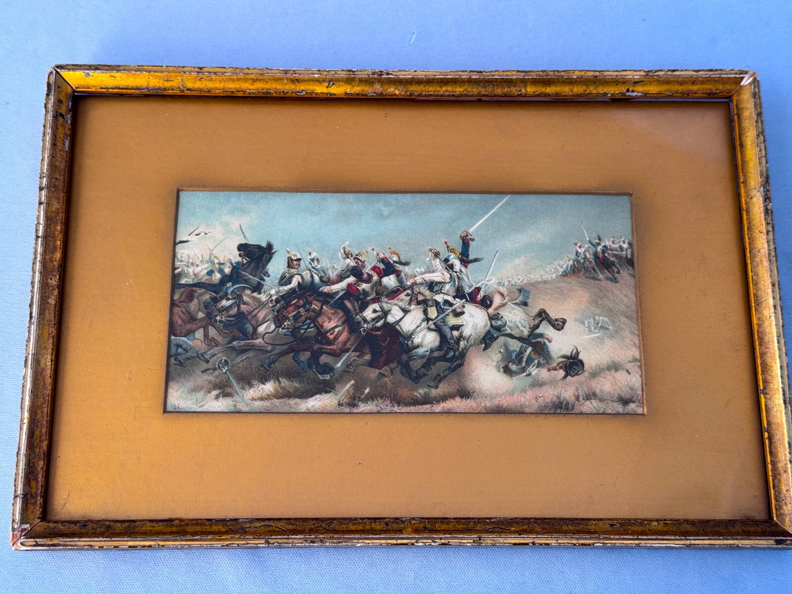 Vintage Battle Scene Charge of the Cuirassiers Napoleon Waterloo War Soldier