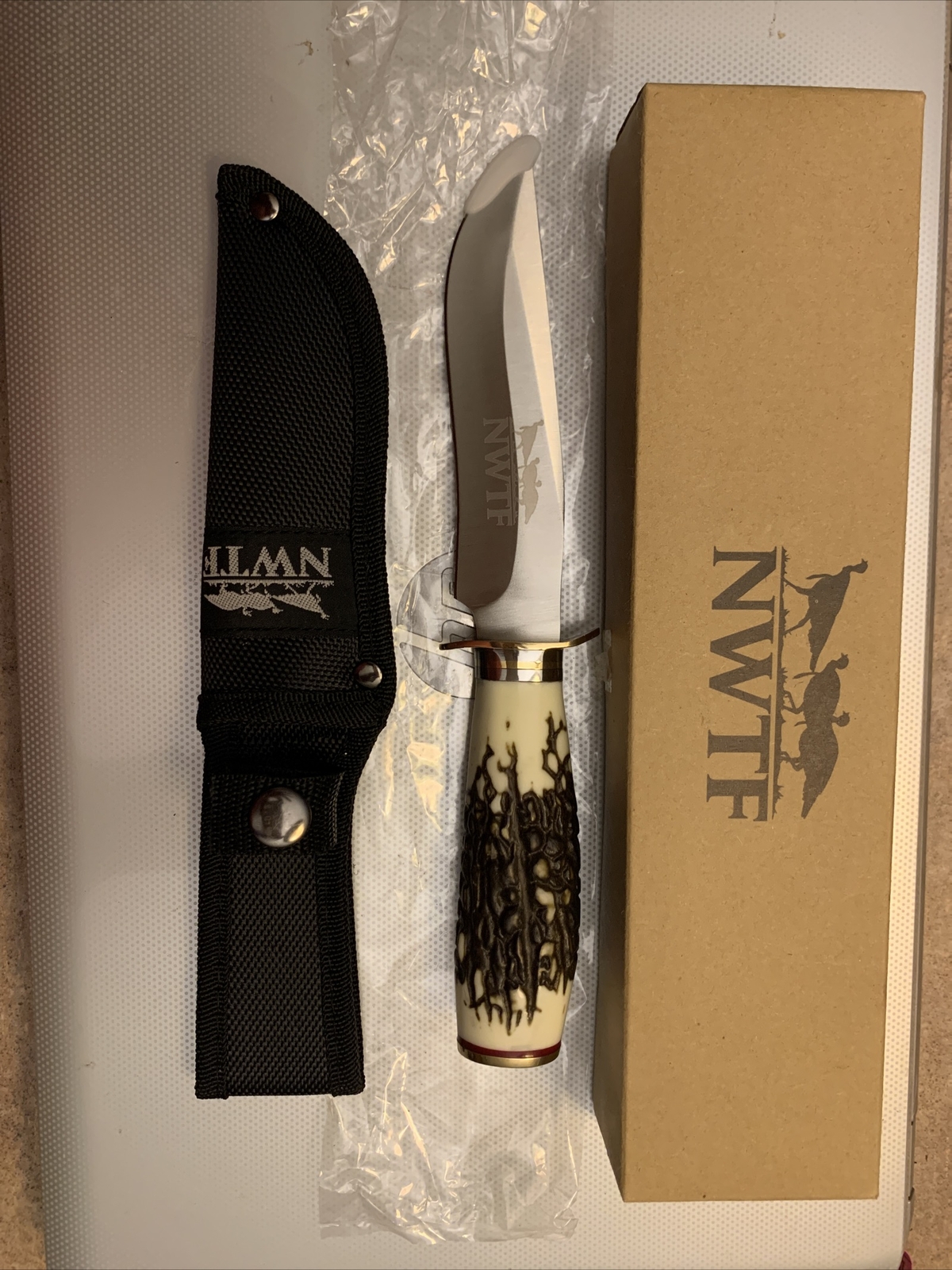 NWTF Antlerlike Handle Fixed Flade With Sheath And Box