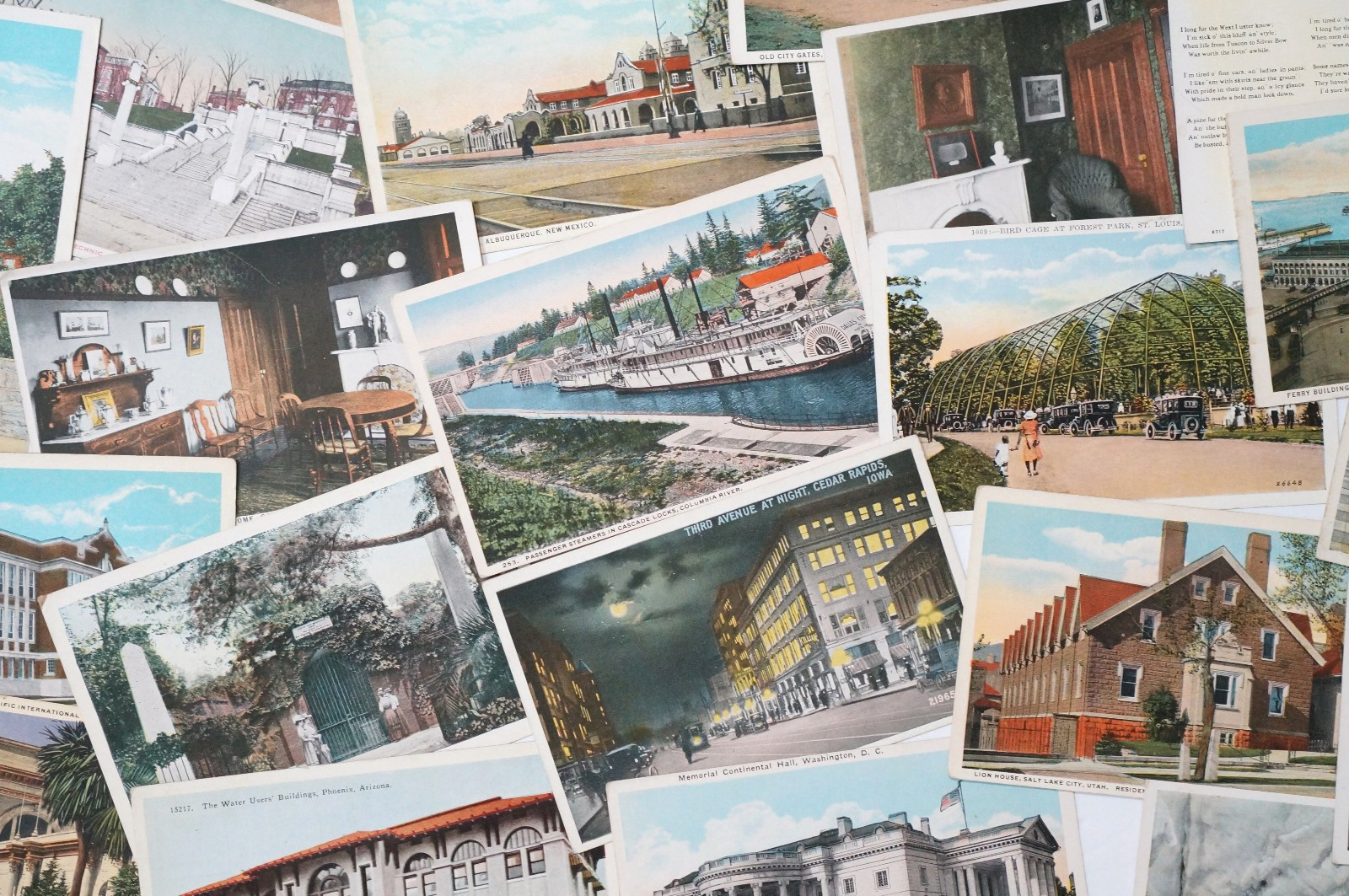 White Border Old Postcard LOT of 50 Unused USA 1915-1930 Views Vintage Post Card