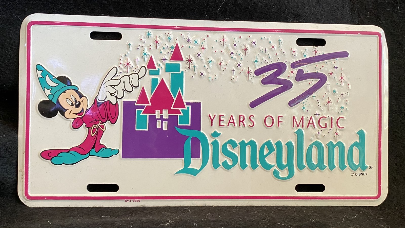 Disneyland 35 YEARS OF MAGIC Sorcerer Mickey License Plate 