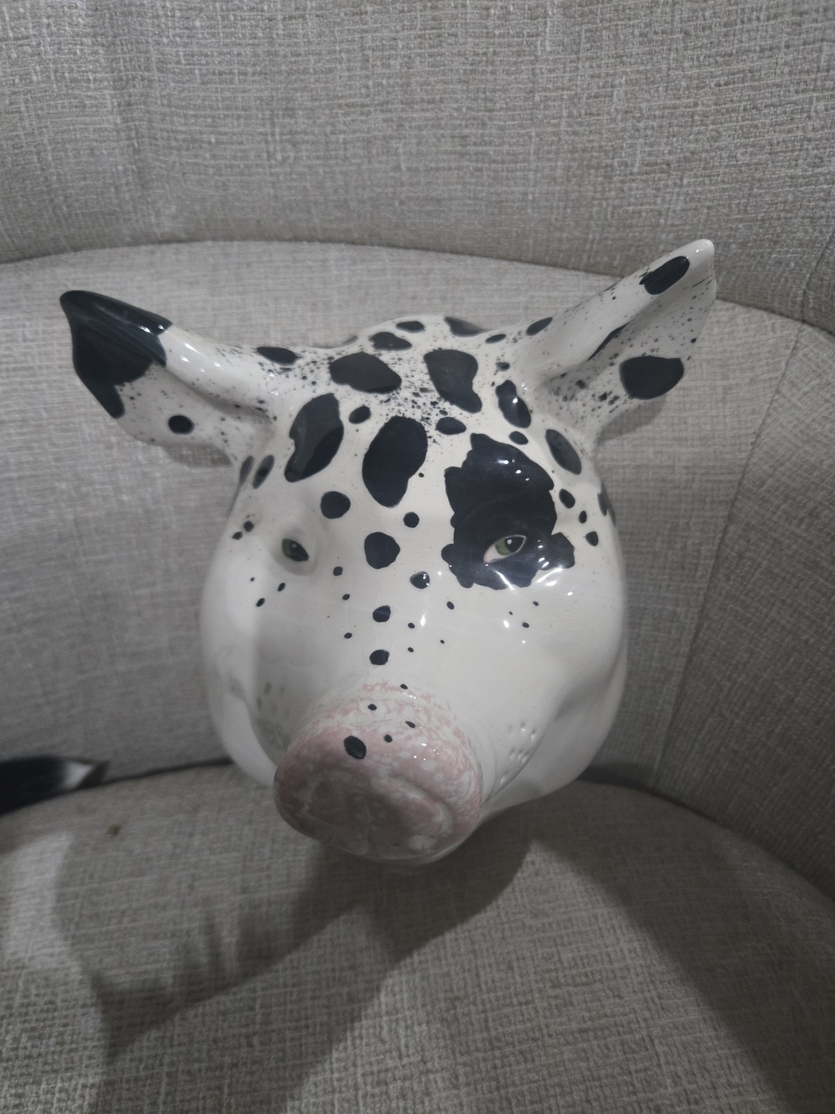 Vintage Sonya Magill Pottery Pig Head Wall Art Sculpture Signed 1989