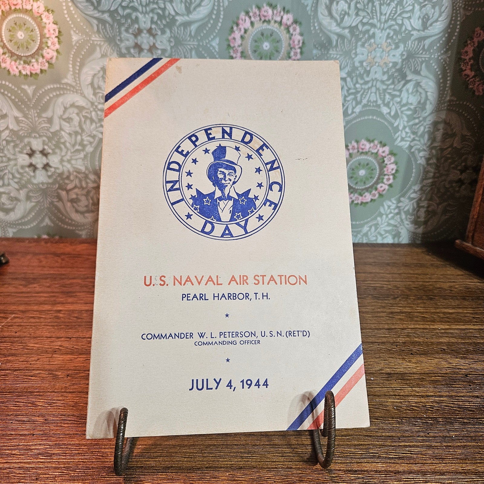 1944 Pearl Harbor Naval Air Station Independence Day Menu
