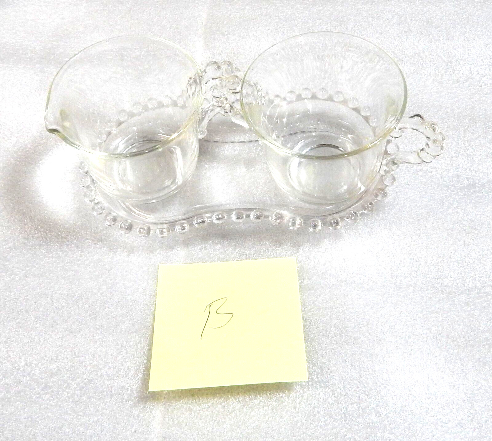 Vintage  Candlewick Creamer  Sugar Bowl Tray Set Imperial  Glass B