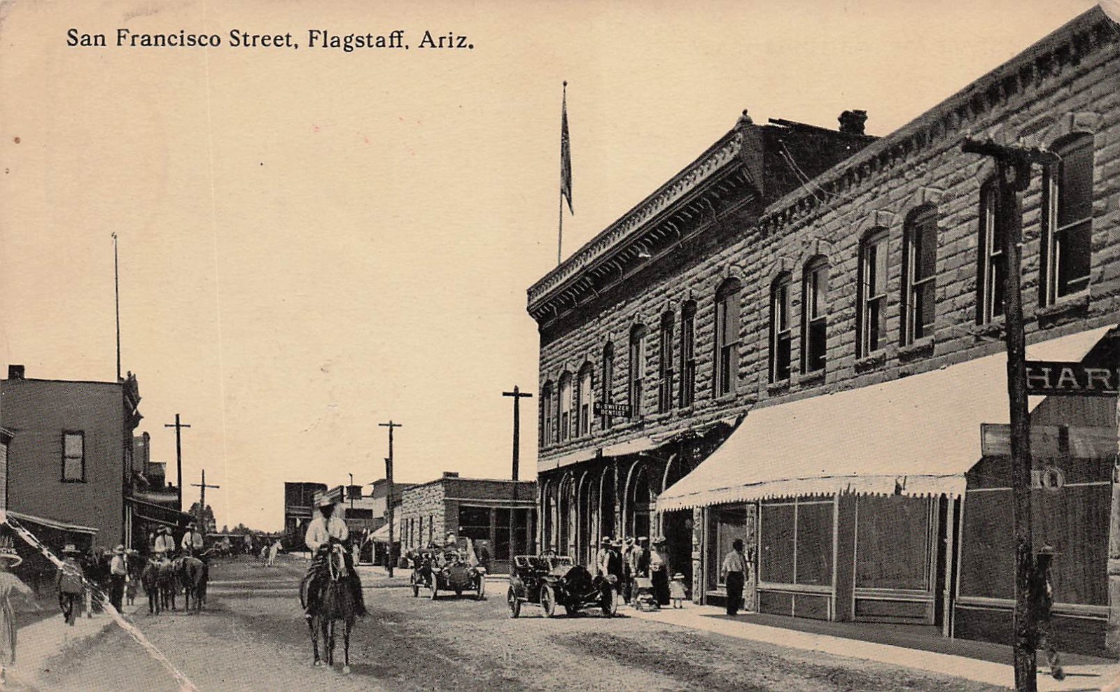 San Francisco Main Street Flagstaff Arizona Downtown Early 1900 Vtg Postcard I66