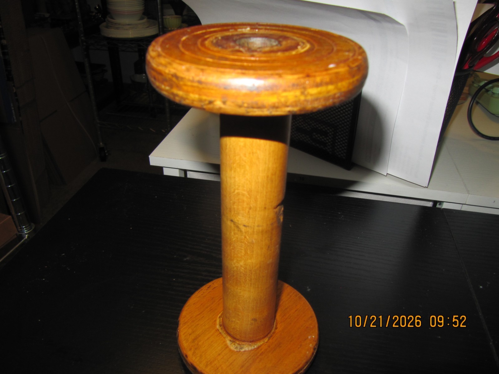VTG Wooden Industrial Textile Spool 7.25\