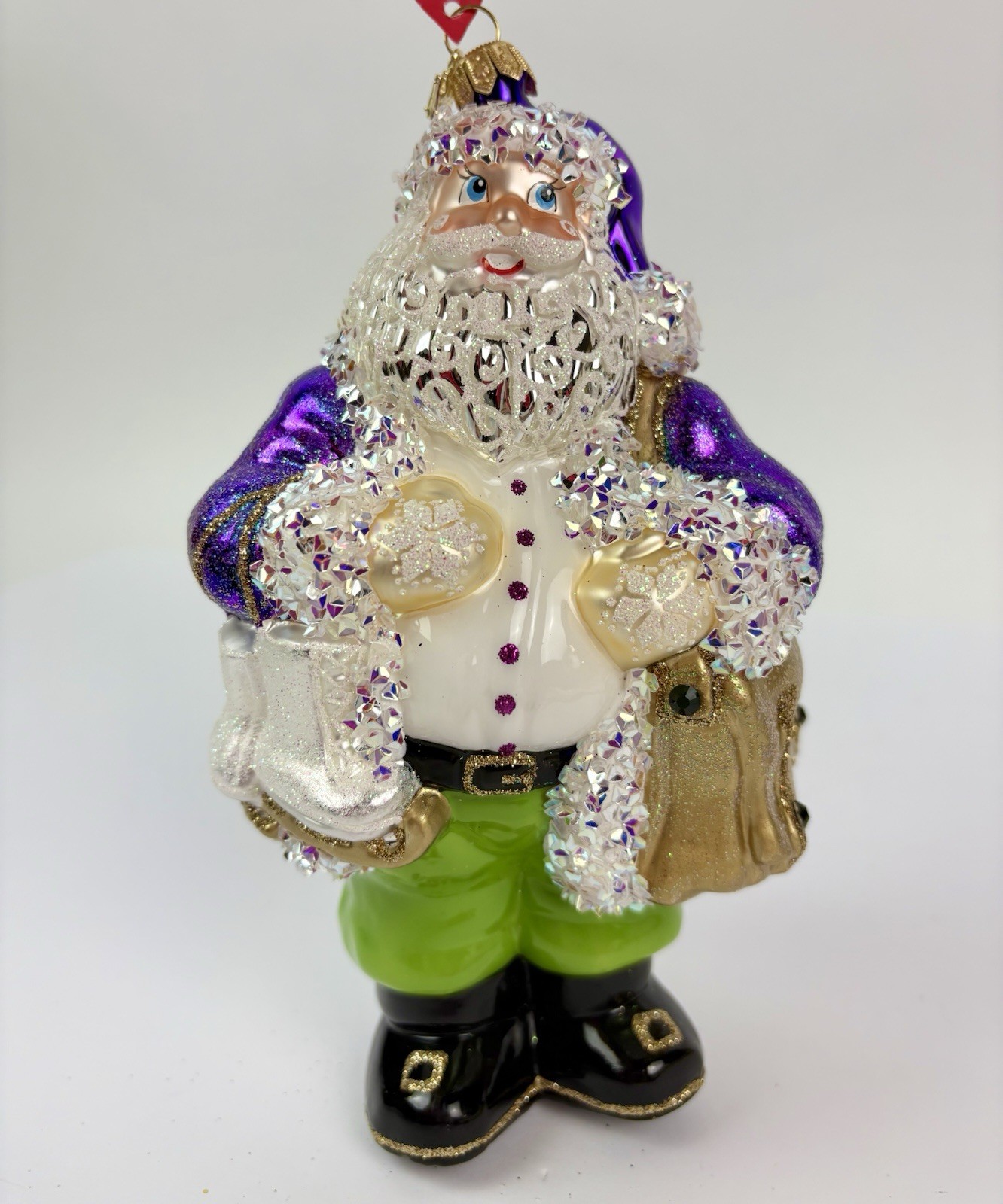 Heartfully Yours Northland Santa Christmas Ornament w/skates Purple Radko 48014 Heartfully Yours Northland Santa Christmas Ornament w/skates Purple Radko 48014