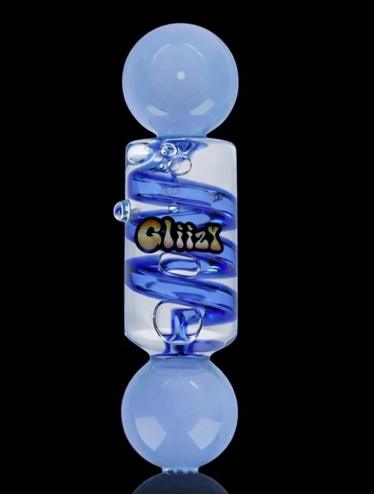 5 INCH GLIIZY GLYCERIN COIL GLASS HAND PIPE - SKY BLUE *USA*