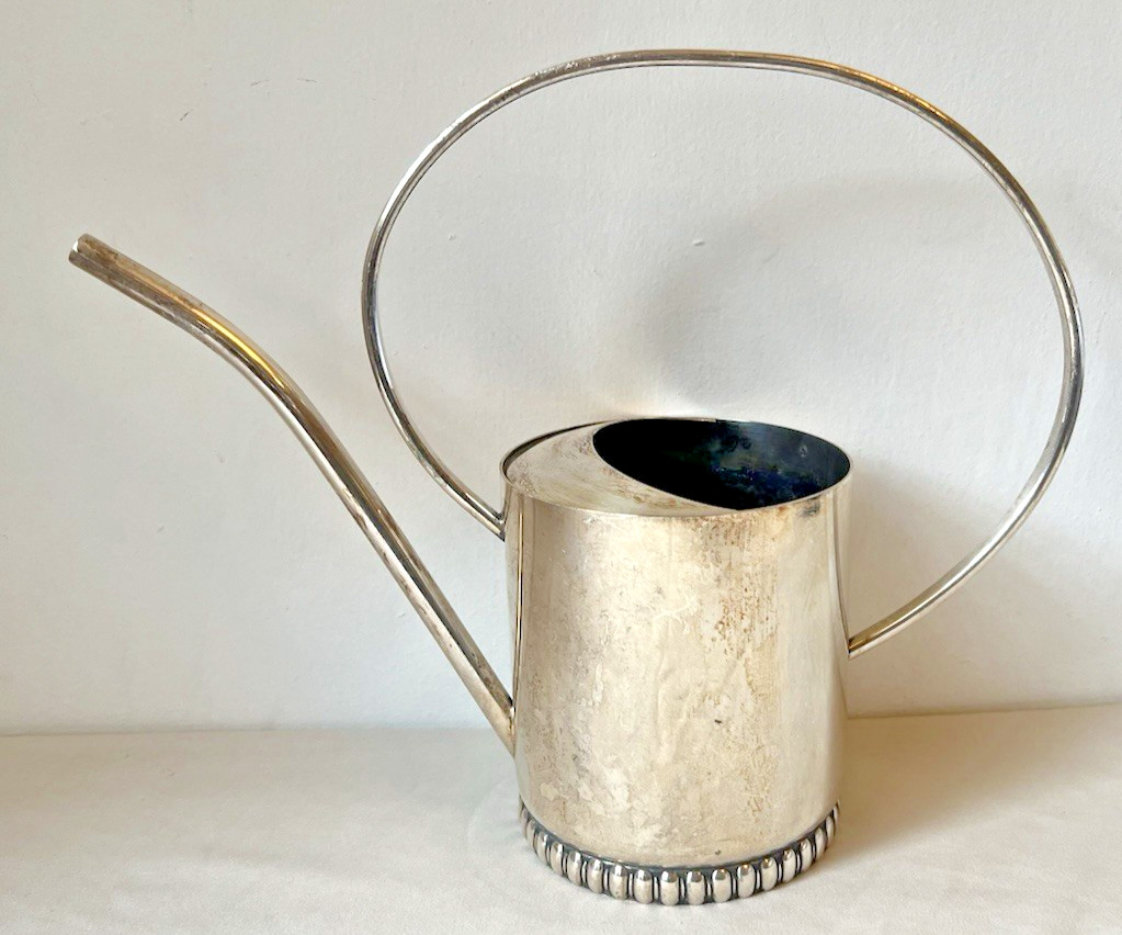Vintage Mid Century Watering Can Silver Plate Made In Denmark Z