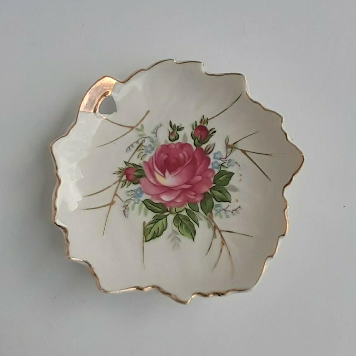 1950\'s Badcock Furniture  Roses Gold Trinket Plate Valentines Advertising