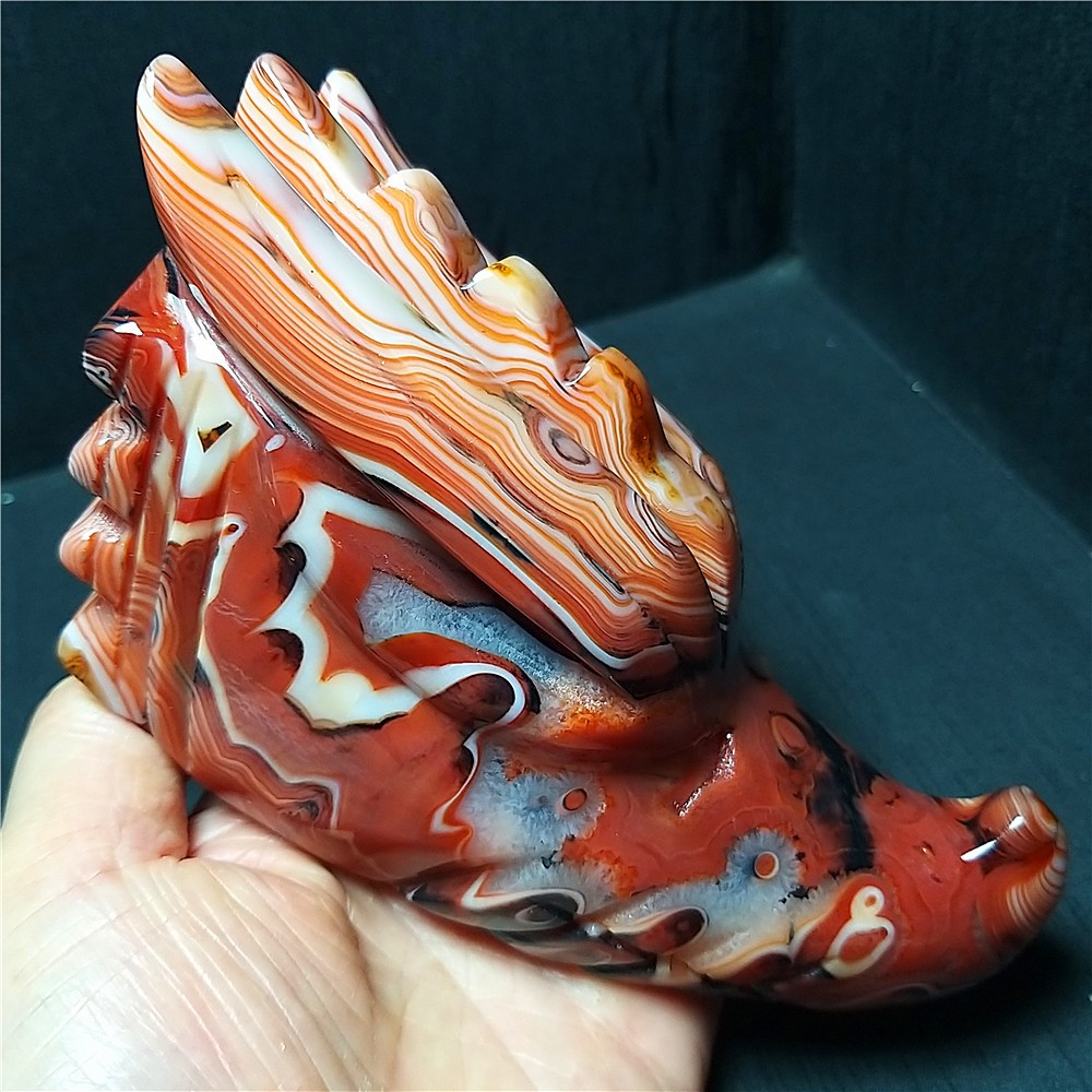 RARE 681.8G Natural Banded Hand-carved Agate Stone Faucet Reiki Healing B1371