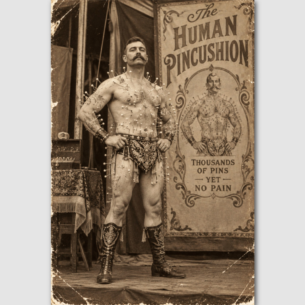 Oddity Pincushion Freak  Sideshow Preformer Circus Vintage Photo Print Odd 202