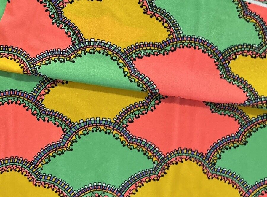 Vintage 60s Psychedelic Peter Max Style Polyester 42”x1.5yd Hot Pink MintGreen