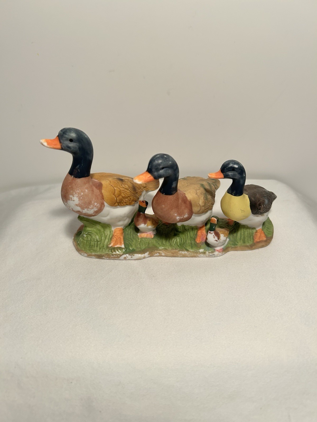 Vintage Mallard Duck Family Porcelain / Ceramic Figurine 