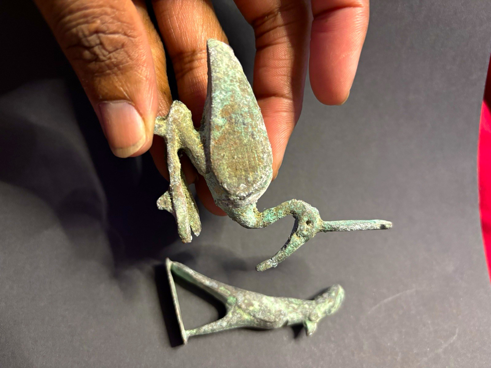Pair of ancient Egyptian Style Bronze God of Thoth Ibis Votive Figurines, 