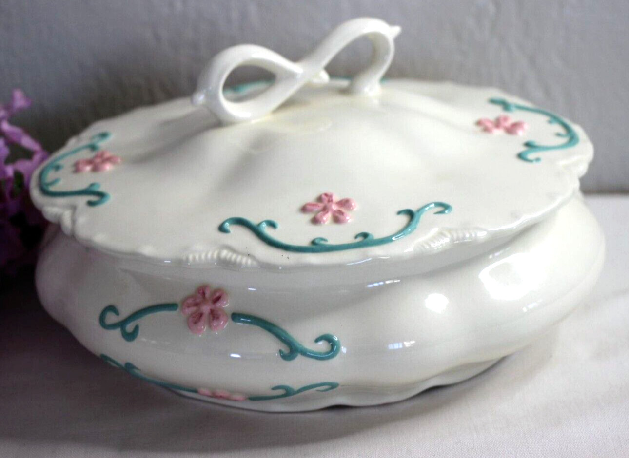 VTG Great Plains Covered Tureen Serving Bowl Dish Flowers