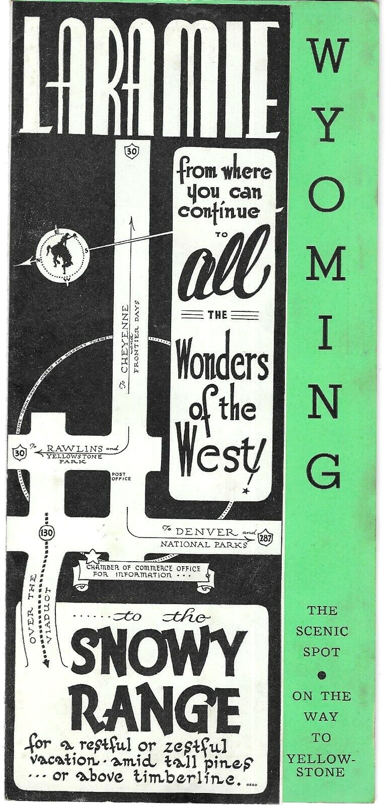 Vintage Laramie Wyoming USA Brochure Travel Tourist Local Attractions 1939
