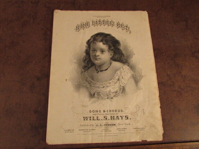Antique sheet music 1872 Our Little Pet Will s Hays J L Peters Girl Child pic 
