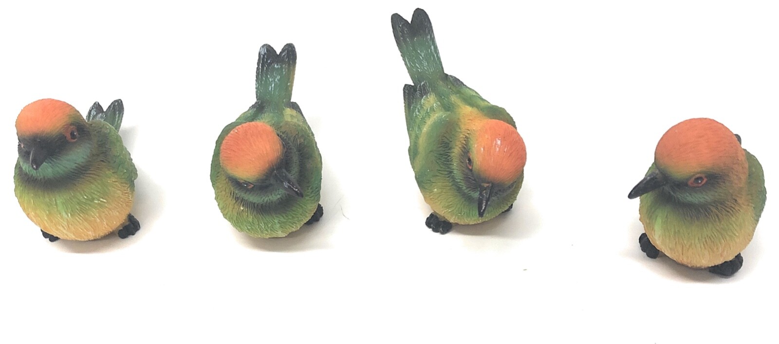 Transpac Set of 4 Small Bird Figurines, Beautiful Green Bee Eaters , 4 Poses,
