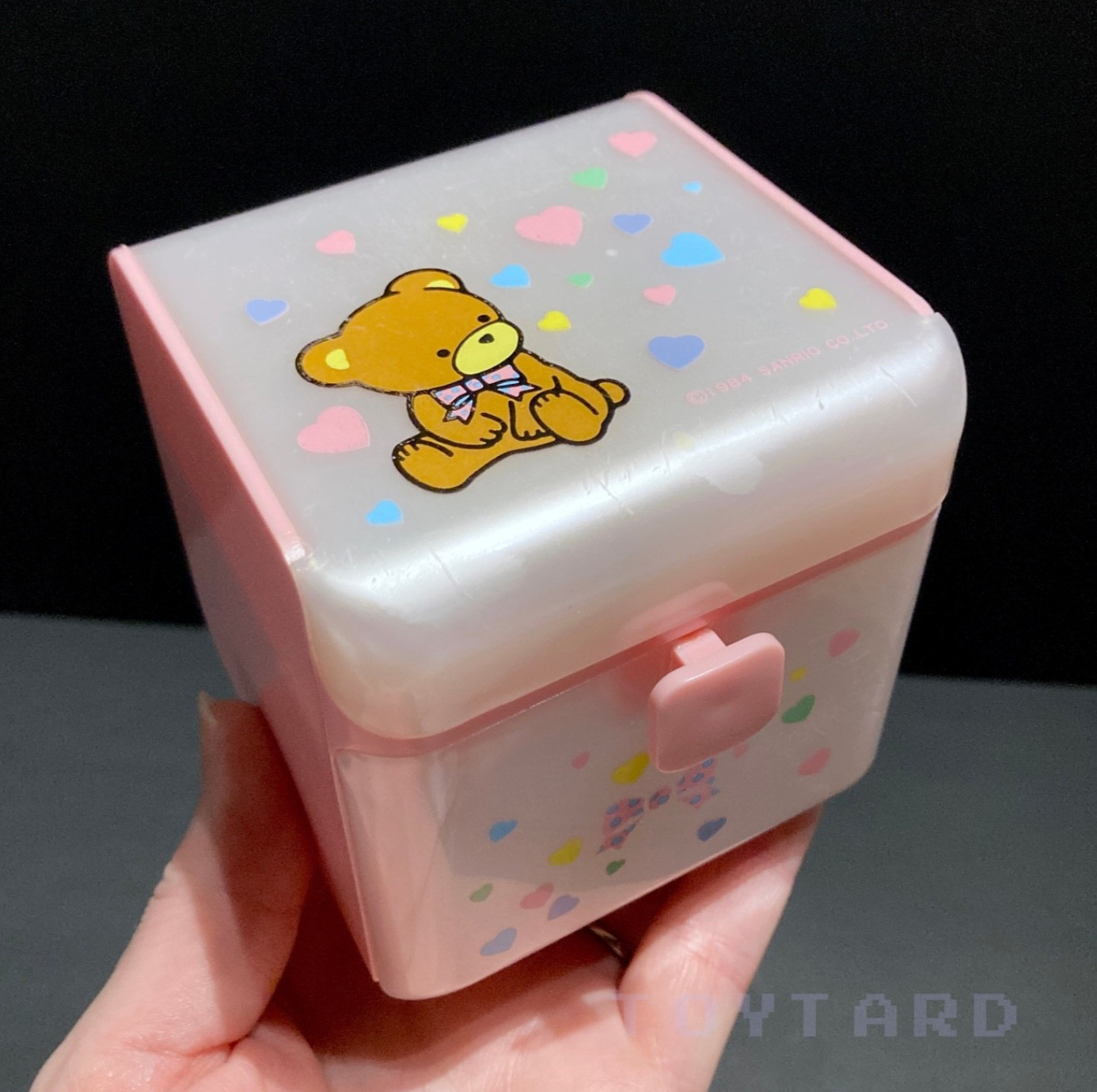 VTG Sanrio CUBBY BEAR Teddy Trinket Box Container Chest Very Rare Showa 1984 80s