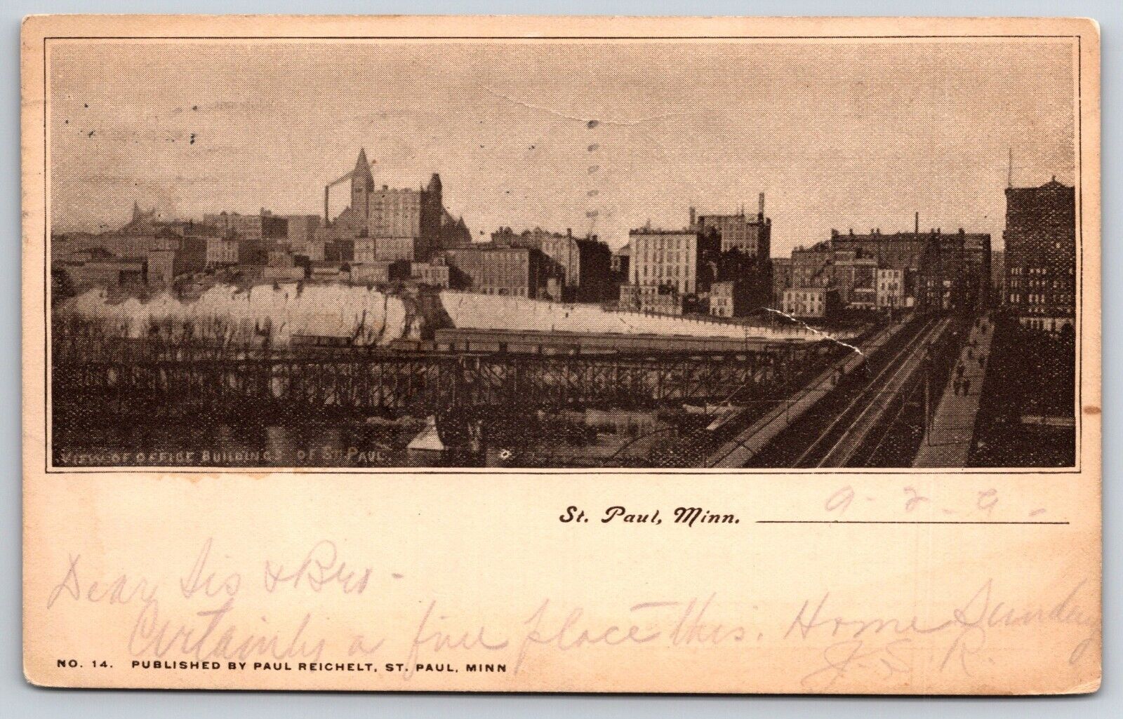Ariel View of Office Buildings - St. Paul, MN - Minnesota - Postcard - 1909