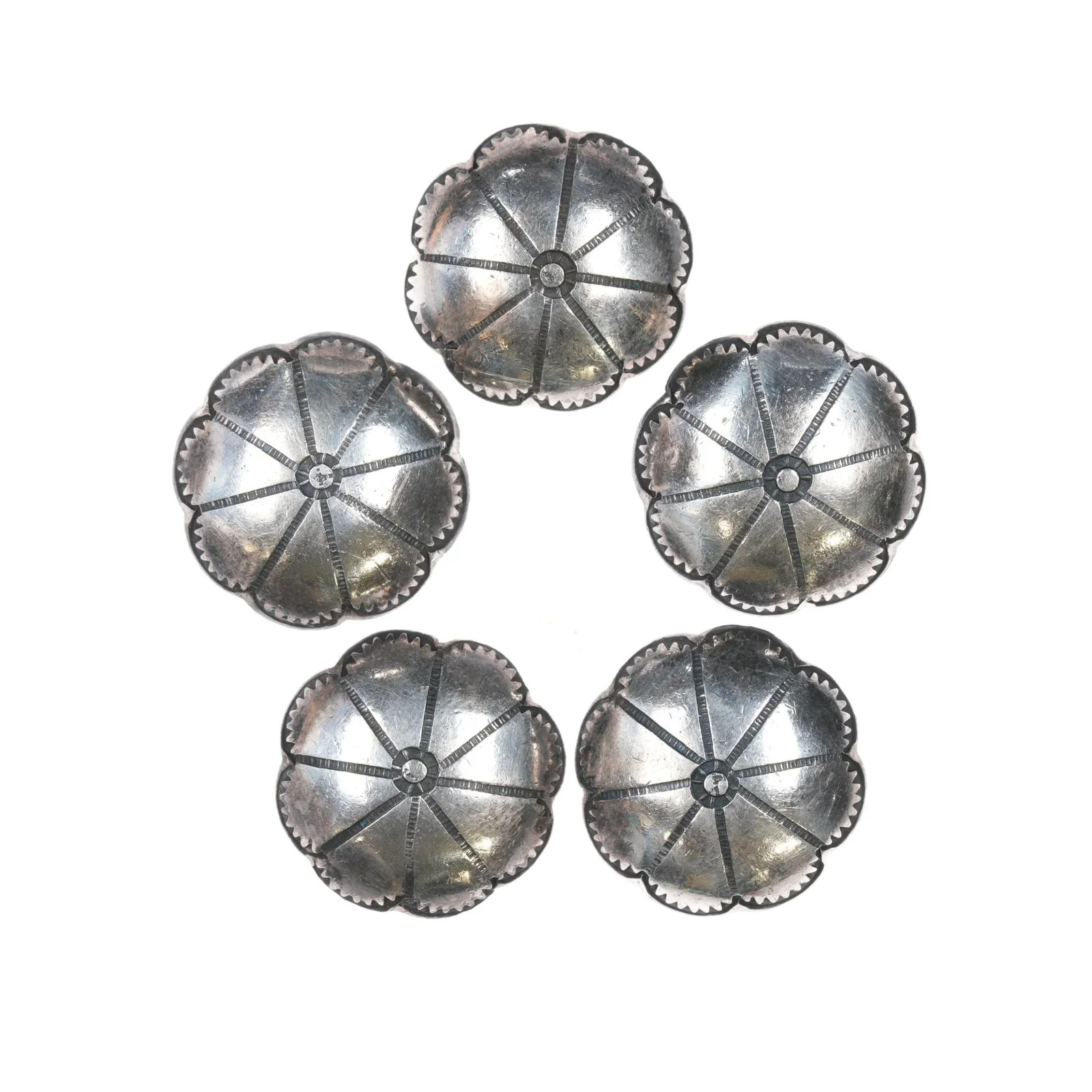 c1940's Navajo sterling silver buttons (5)