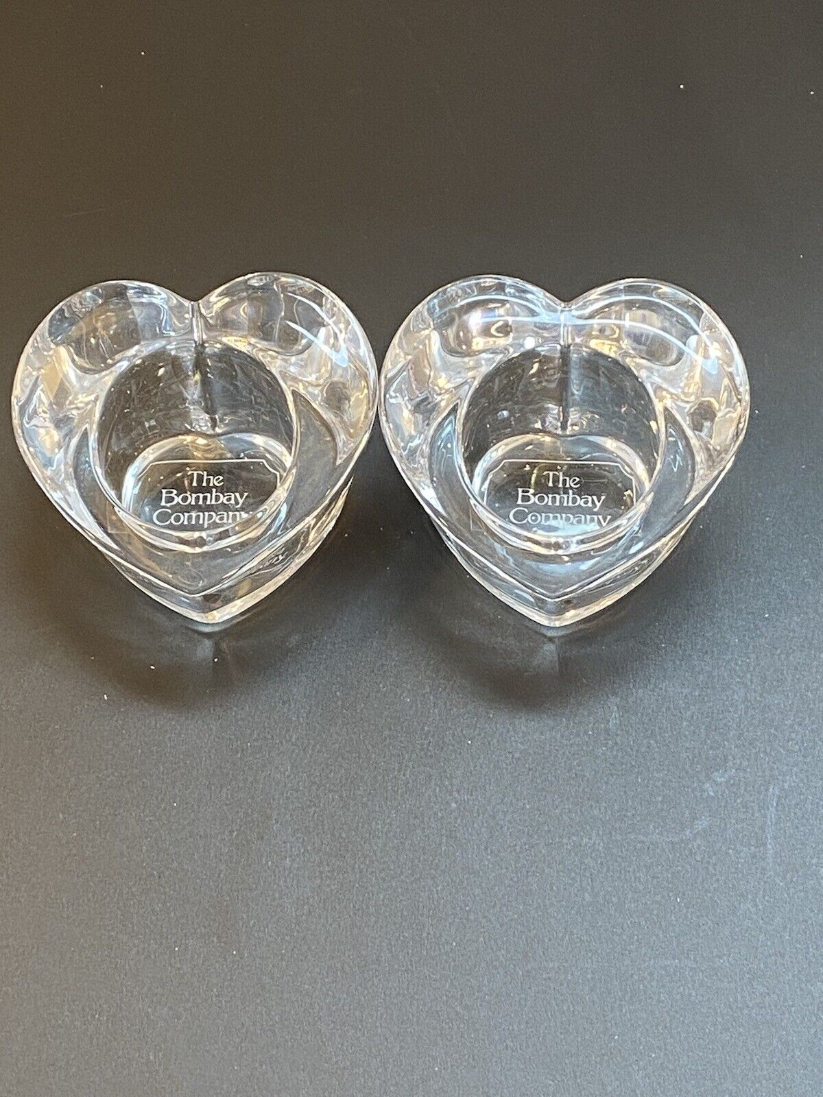 The Bombay Company Glass Heart Votive Candle Holders