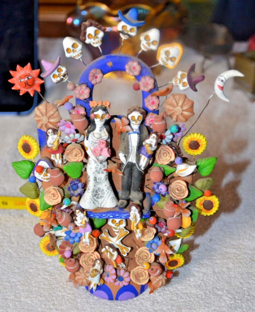 Vintage IMPRESSIVE WEDDING DAY OF THE DEAD MINI TREE OF LIFE J Hernandez ARZALUZ
