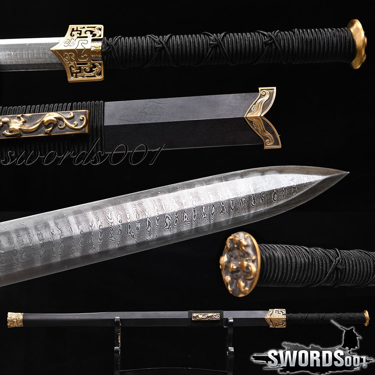43\'\' Chinese Sword Han Jian Pattern Steel Brass Fittings Battle Ready Sharp Edge