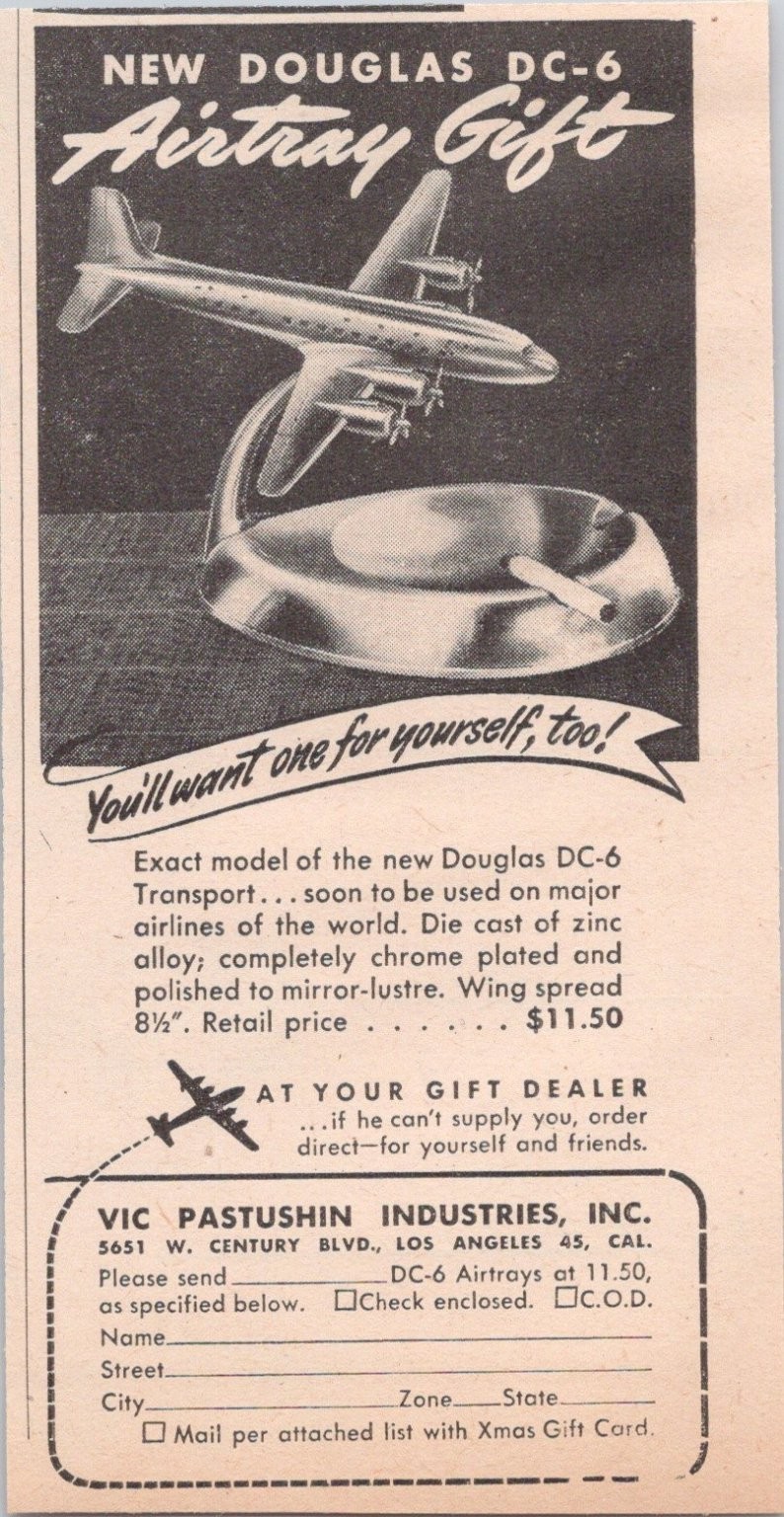 Douglas DC-6 Airtray Gift Model Vintage Print Ad 1946