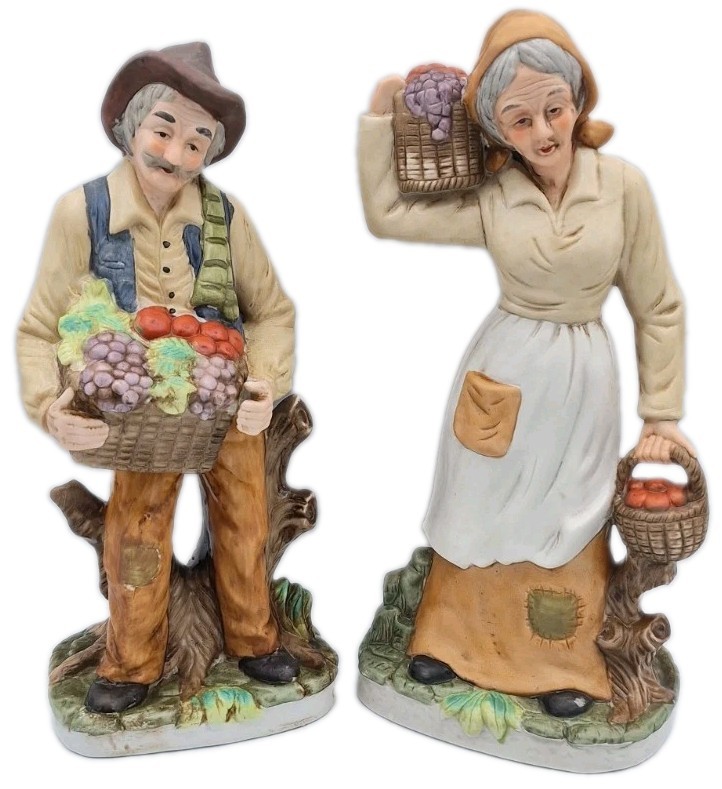 VTG UCGC Hand Painted Matte Bisque Porcelain Peasant Figurines Farmer Man/Woman VTG UCGC Hand Painted Matte Bisque Porcelain Peasant Figurines Farmer Man/Woman