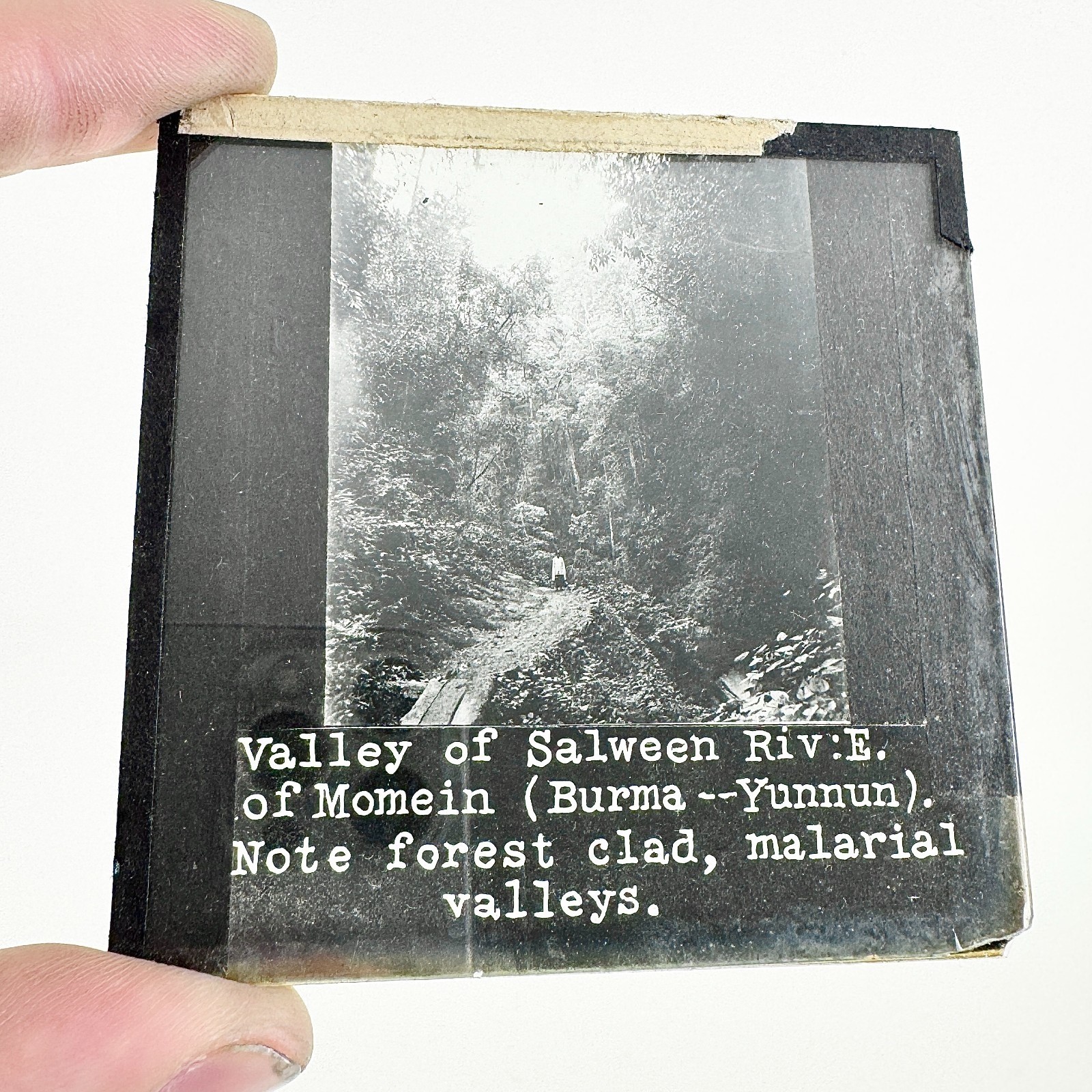 Vintage Burma-Yunnan Momein Salween River B&W Glass Magic Lantern Photo Slide Vintage Burma-Yunnan Momein Salween River B&W Glass Magic Lantern Photo Slide