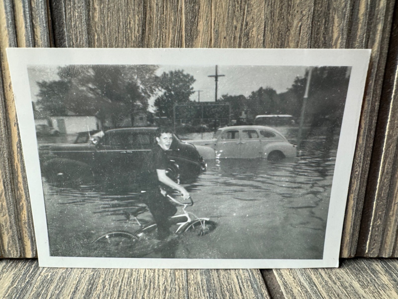 Vintage Black & White Postcard Of Palm Beach Florida Flooded Streets By Dennis C