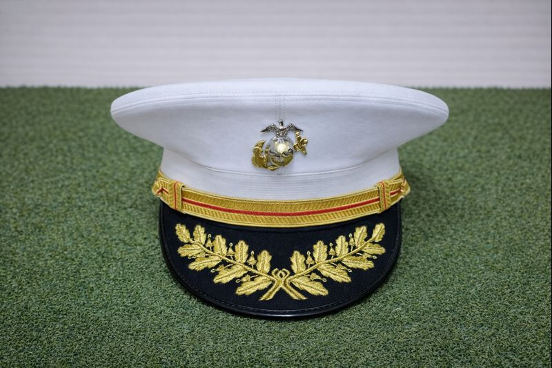 USMC Visor Crusher Cap Field Grade White Officer Service Dress Hat All Sizes