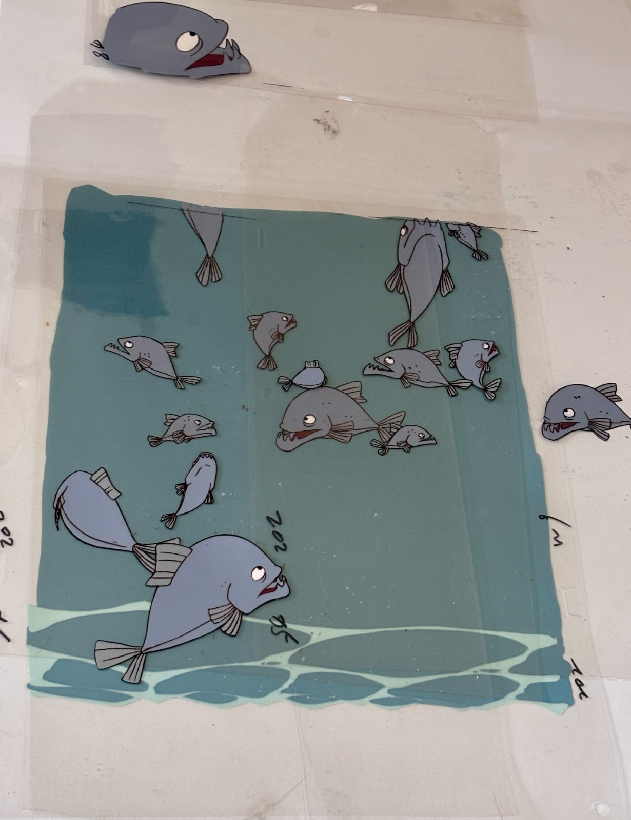 Original Hand-Painted Animation Production Cel Group Scene 202 Late 1980Mid 1990