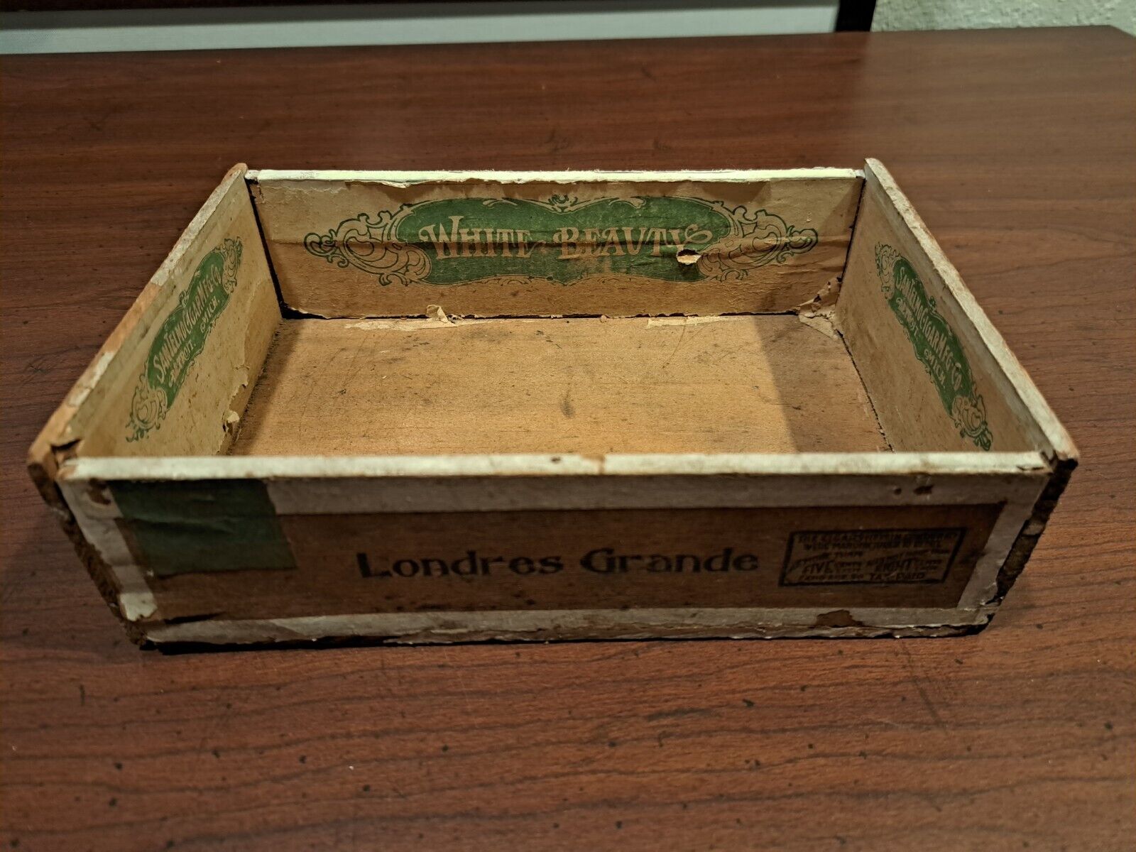 1901 White Beauty San Telmo Cigar Co. Vintage Cigar Box, Factory 990 