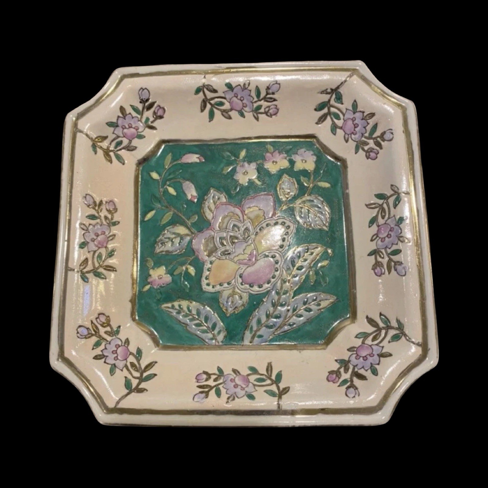 Vintage Octagonal Floral Plate