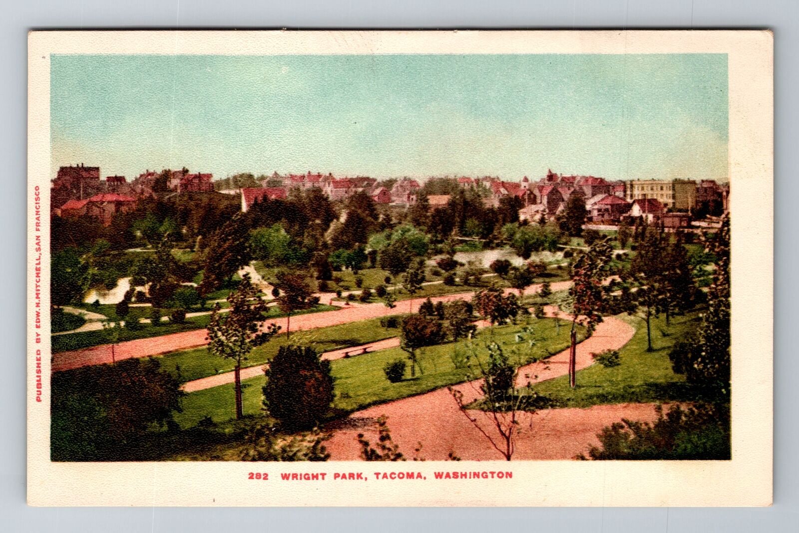 Tacoma WA-Washington, Wright Park, Aerial, Antique, Vintage Souvenir Postcard