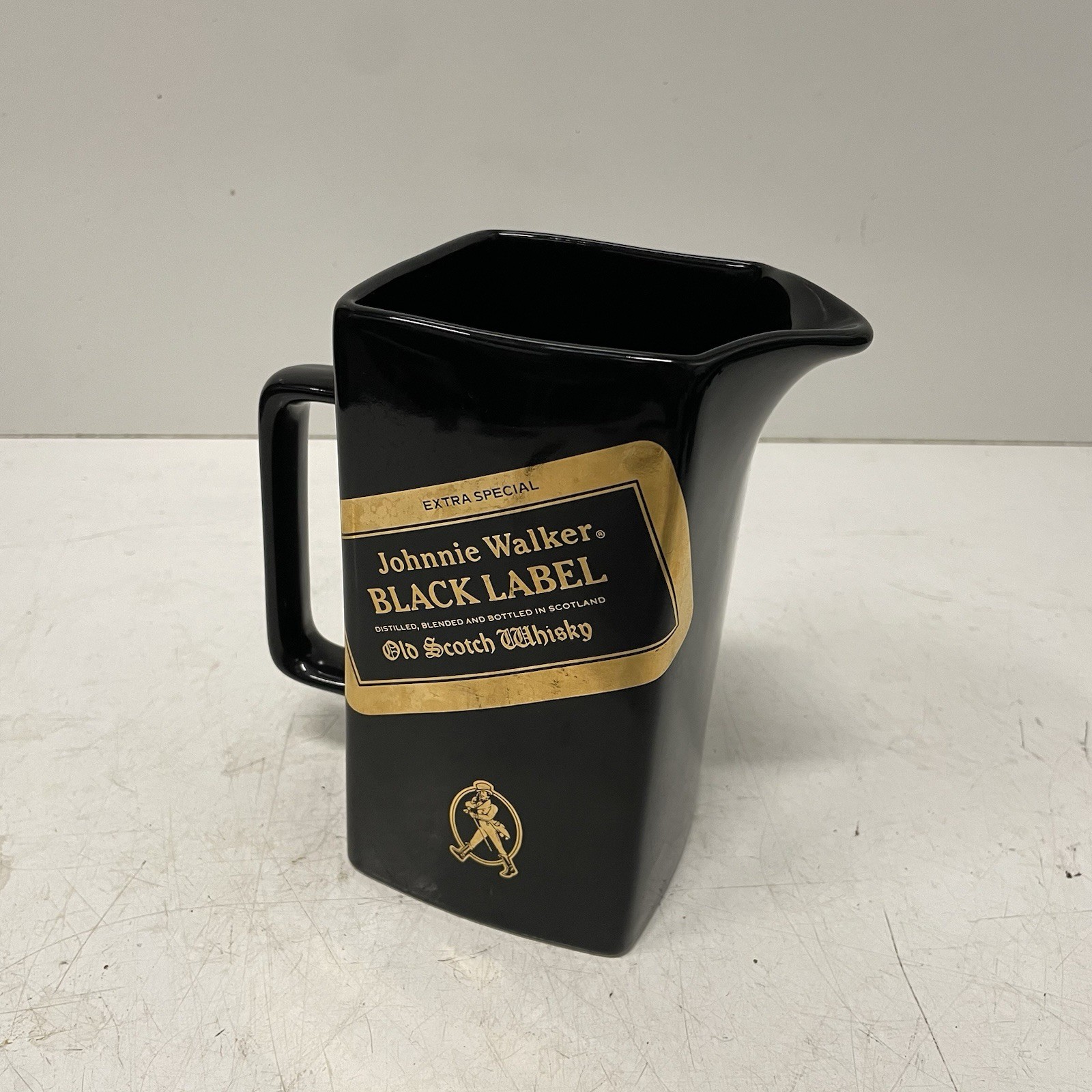 Vintage Johnnie Walker Black Label Pitcher Seton Pottery Osborne Barware 6.5”