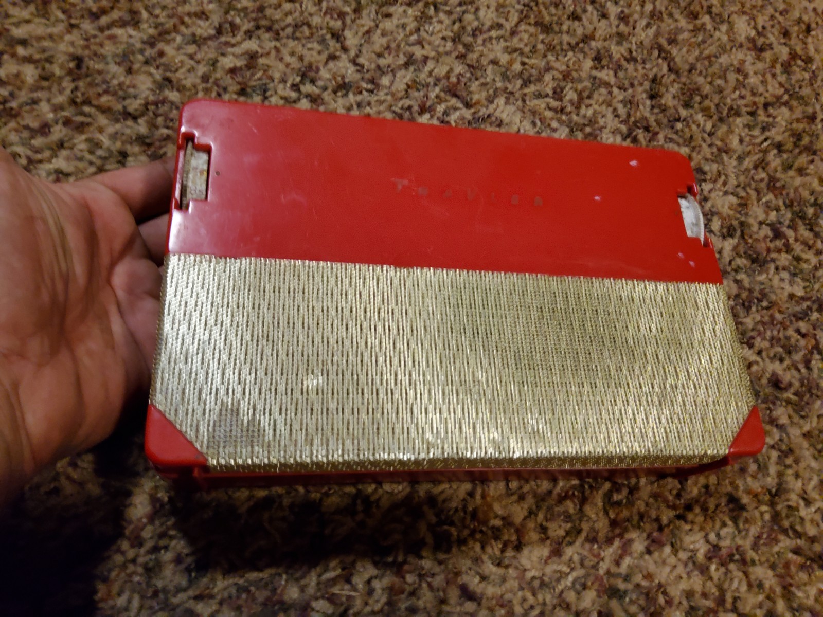 Vintage Trav-Ler Radio Model 6300 Vacuum Tube Portable Red AM Radio Untested