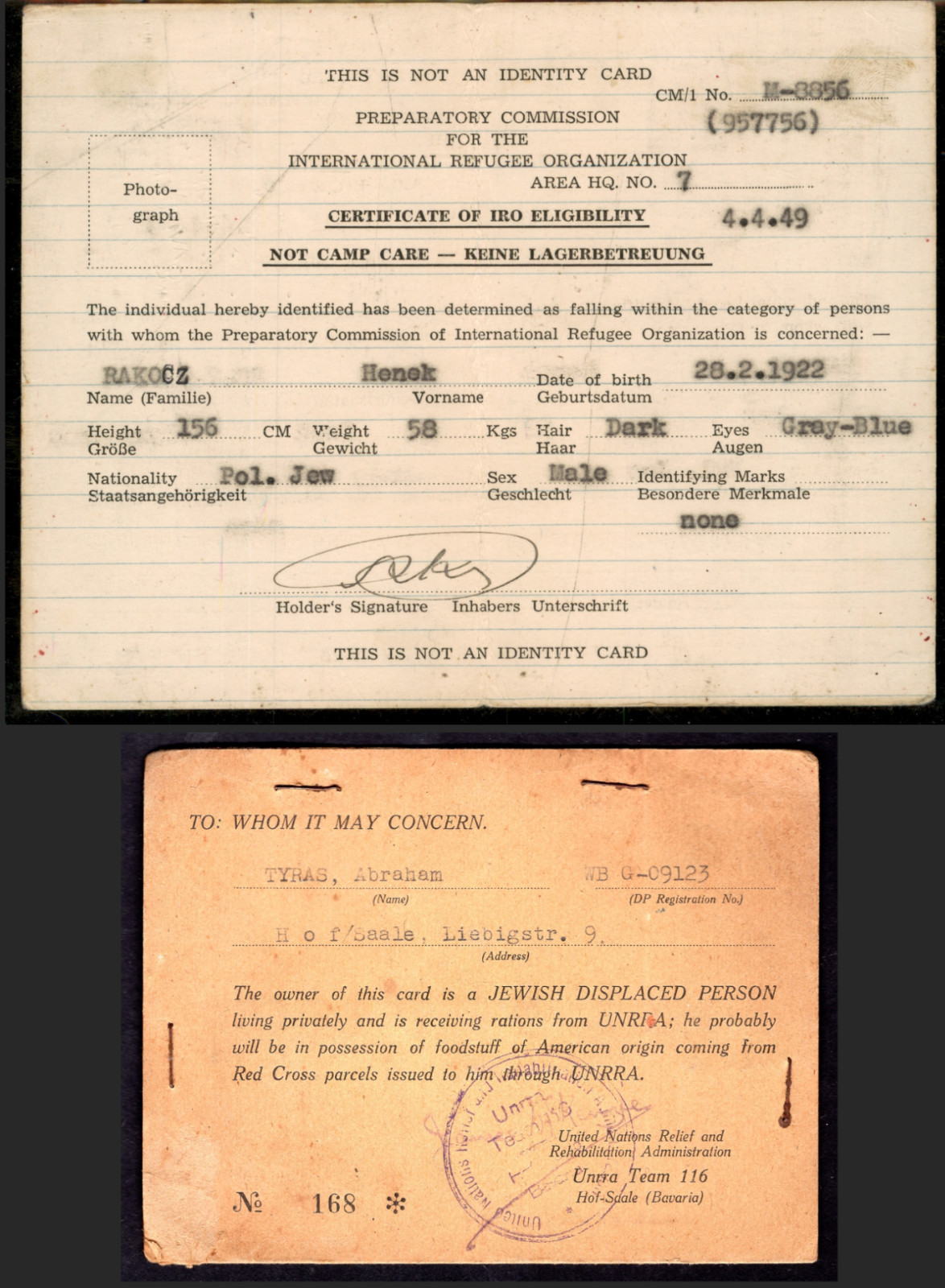 WWII Jewish Displaced Person DP Camp UNRRA IRO Documents Lot Survivor Ephemera