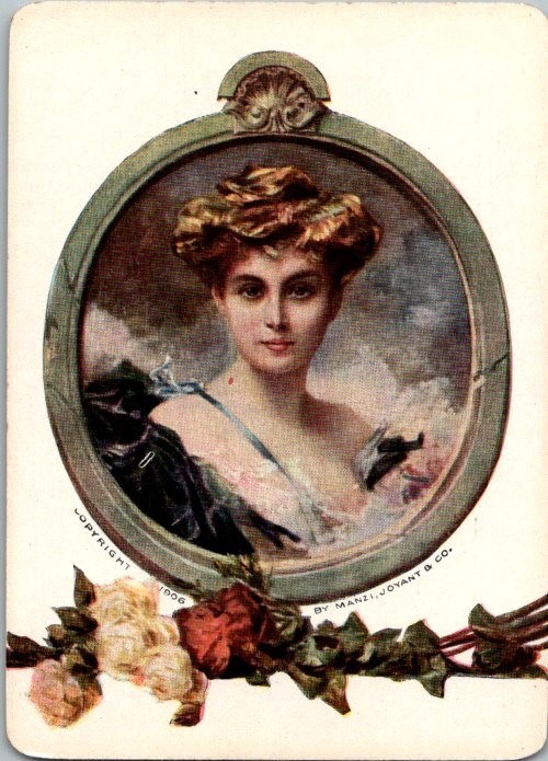 1906 Antique Wide Swap Playing Card An Oval Portrait of a Young Lady.